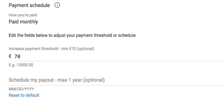 Adsense payments threshold