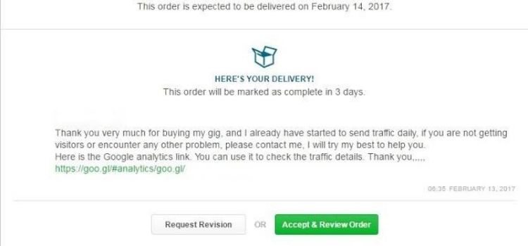 Delivered order on fiverr