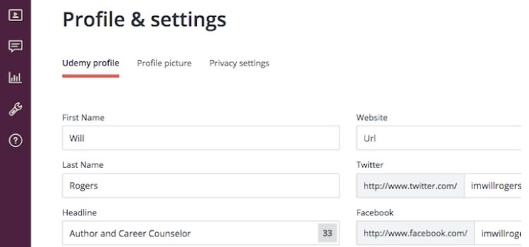 profile and settings
