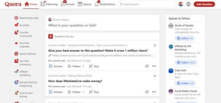 Quora interface