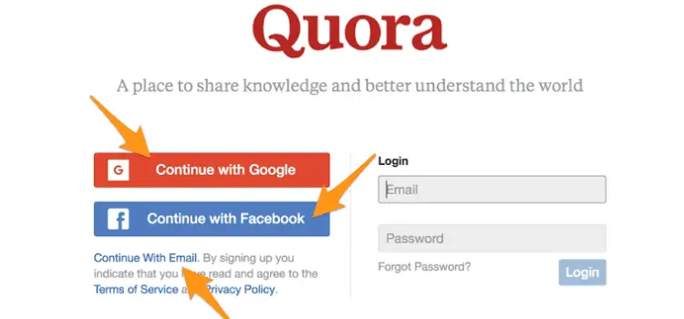 Sign up on Quora
