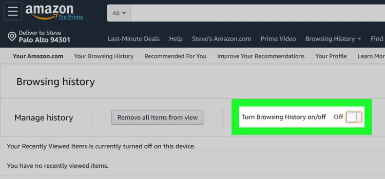 Turn off the history of your Amazon searches.