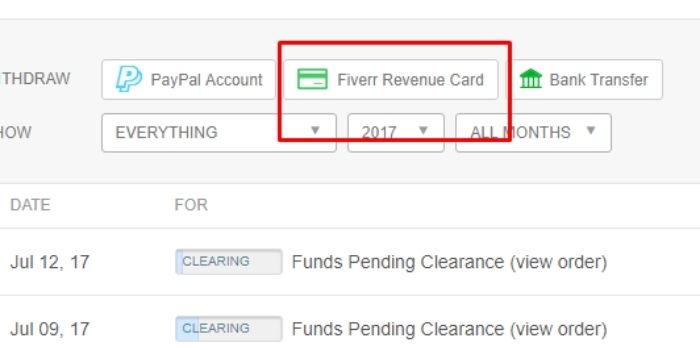 Fiverr Revenue Card