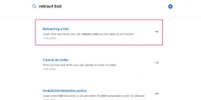 cancel eBay bid