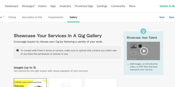 Fiverr Gig gallery