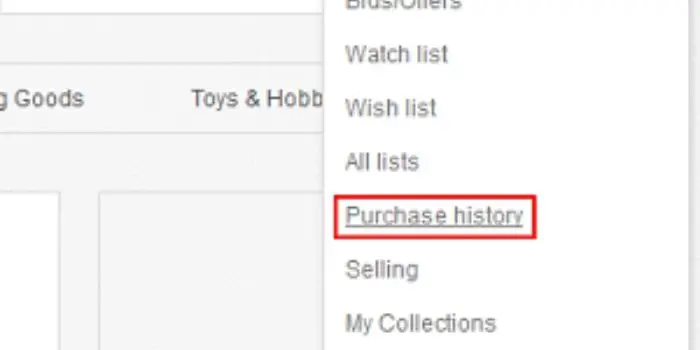 eBay purchase history