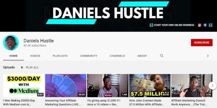 Daniel's Hustle YouTube channel