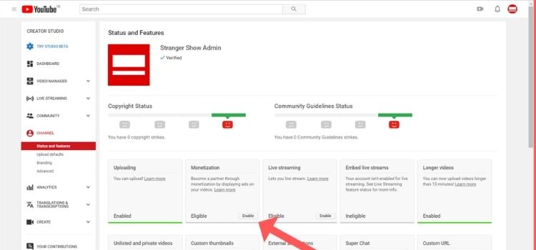 create Adsense account for YouTube