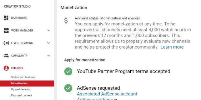 Google Adsense YouTube Partner Program