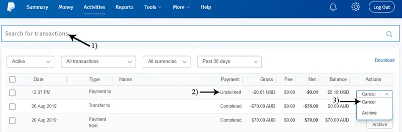 Method 1 To Cancel a PayPal Payment  (Detailed)