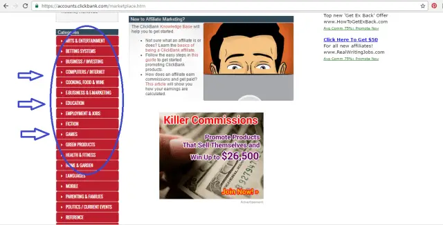 ClickBank Search by category