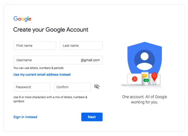 creating google account