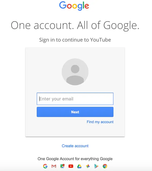 google account for creating YouTube channel