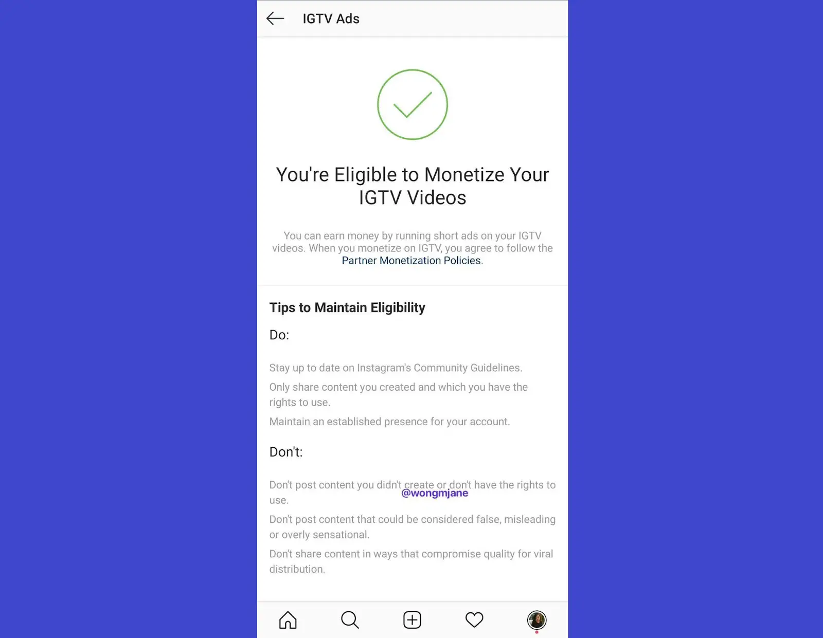 IGTV monetization eligibility