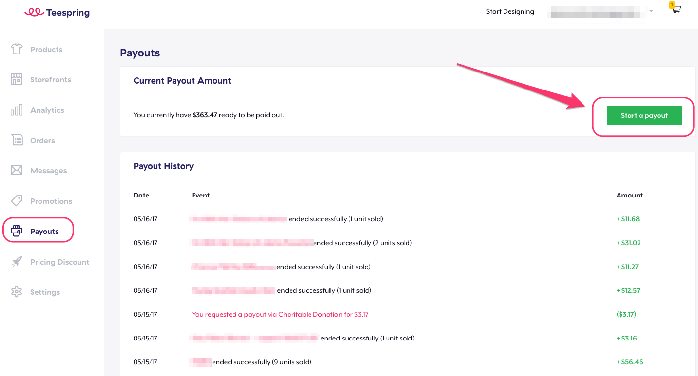 Teespring payouts