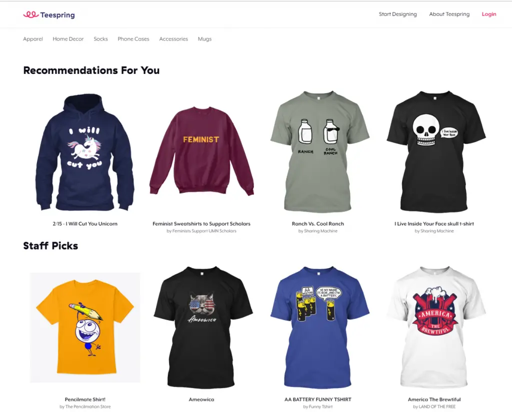 what shirts does teespring use