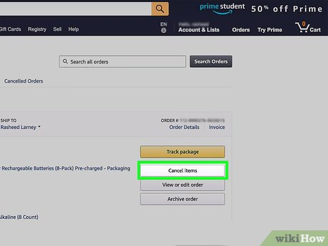 cancel an amazon prime order