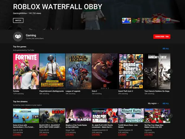 Roblox waterfall YouTube gaming channel